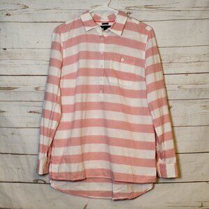TOMMY HILFIGER Boyfriend Pink‎ White Shirt Medium Tunic